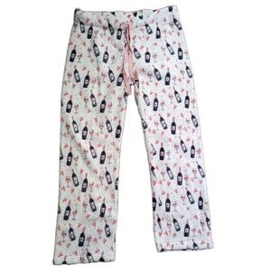 Daydream Pajama Pants Pjs Size Large Wine Glasses Hearts Print Plush Soft